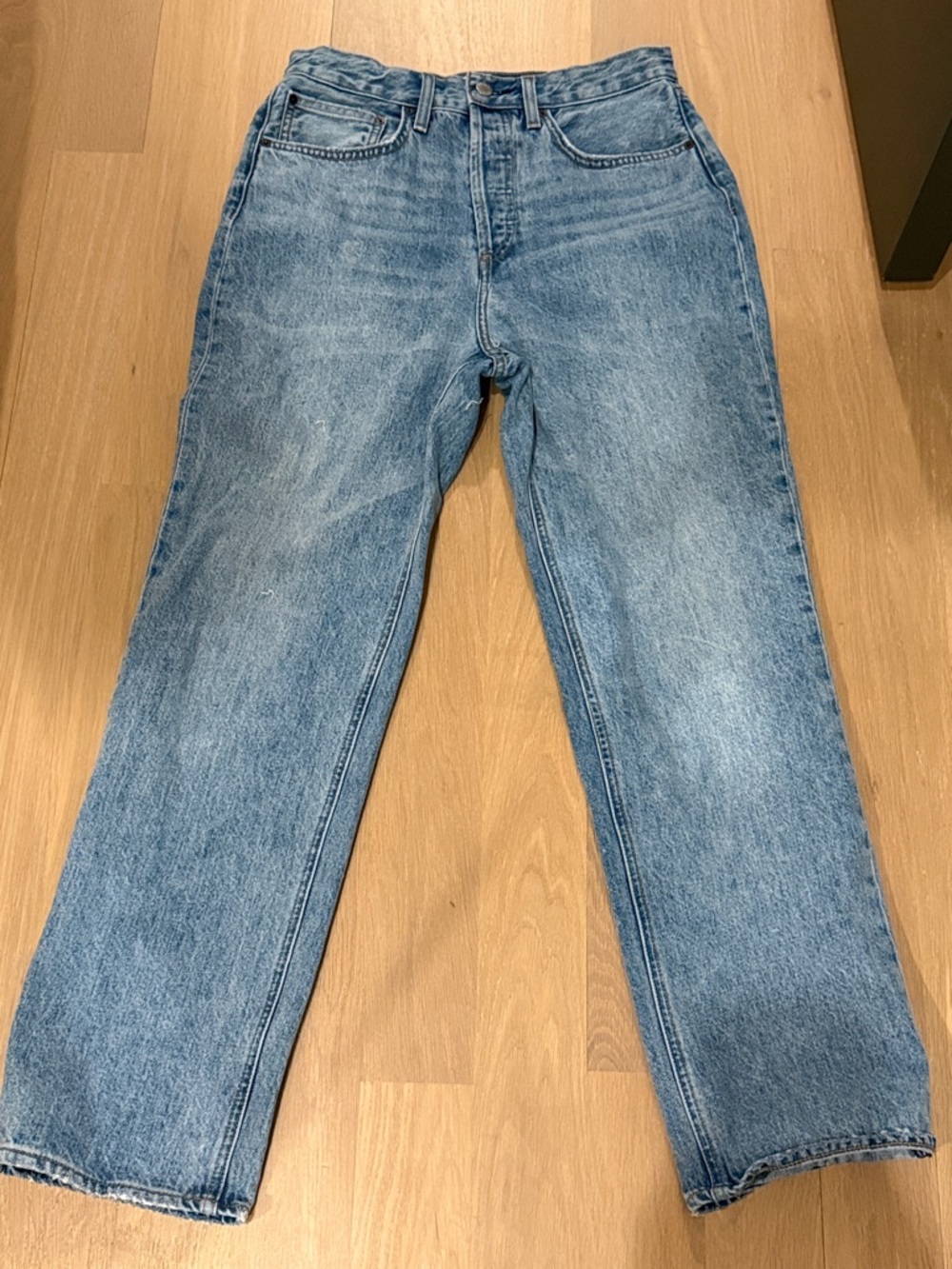 Denim Forum Women's Medium Blue Ho Rise Loose Straight-Leg Jeans